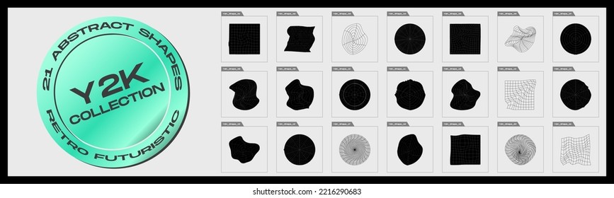 Retro futuristische Elemente für Design. Trendy geometrische Designelemente. Ornamente für die Dekoration. Modernes Vektorset für Grafikelemente. Vektorgrafik