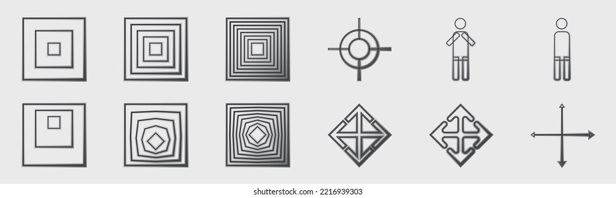 Retro futuristic elements for design. Trendy geometric design elements. Simple shapes forms. Modern graphic element vector set. Vector illustration