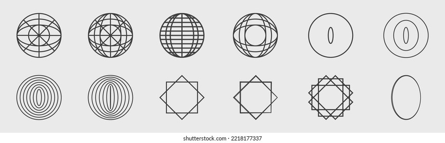 Retro futuristic elements for design. Trendy geometric design elements. Simple shapes forms. Isolated on background. Vector illustration