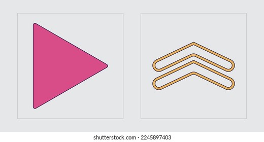 Retro futuristic elements for design. Trendy geometric postmodern figures. Cyberpunk elements. Projects, posters, banners. Vector illustration