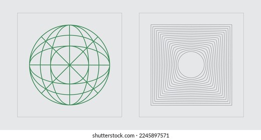 Retro futuristic elements for design. Trendy geometric postmodern figures. For modern T-shirts designed. Isolated on black background. Vector illustration