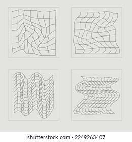 Retro futuristic elements for design. Trendy geometric postmodern figures. Templates for notes, posters. Projects, posters, banners. Vector illustration