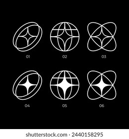 Retro futuristic elements for design. Y2k geometric shapes