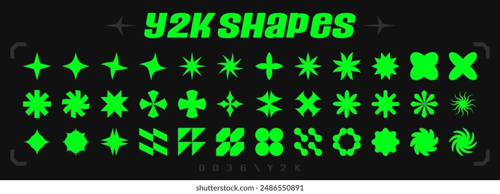 Retro futuristic elements for design.Brutalist Shapes, Cool Geometric Forms. Bauhaus Minimalist Graphic Design Elements. Trendy Y2K Vector Signs. Simple Star and Flower Basic Shapes.