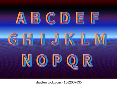 Retro futuristic font in trendy gradient colours