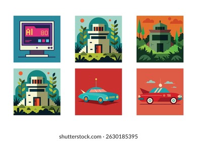 Arquivo vetorial de Ilustrações Futurísticas Retroativas
