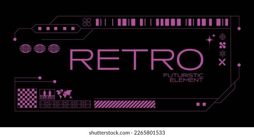 Retro futuristic interface template and element