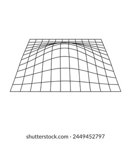 Retro futuristic isolated abstract wireframe model, cyberpunk shape in y2k style. Editable stroke. Vector illustration on transparent background.	
