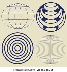 Retro Futuristic isolated vector icon pack.
