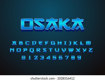 Retro Futuristic Japanese Style Font Alphabet And Number