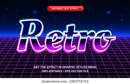 Retro futuristic neon light editable text effect style