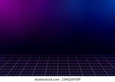 Retro futuristic sci-fi grid landscape background. Abstract digital cyberpunk 80s style