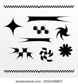 Conjunto de Elementos futuristas retro, Formas futuristas vintage neo, parte del cartel y decoración estética del cartel