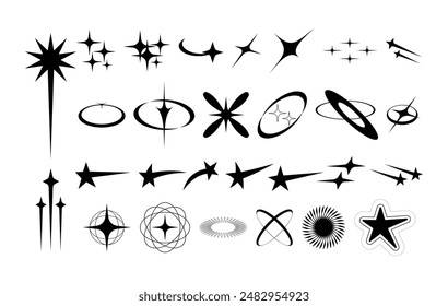 retro futuristic sparkle icon logo symbol design isolated white background