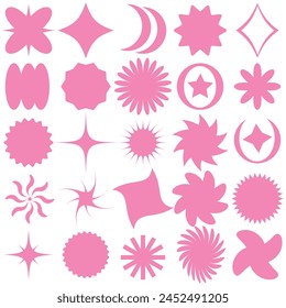 Retro futuristic sparkle icons collection. Set of star shapes. Abstract cool shine effect sign vector design. Templates for design, posters, projects, banners, logo, and business cards