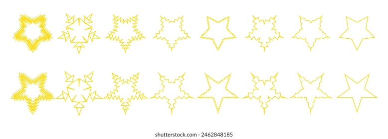 Retro futuristic sparkle icons collection. Set of star shapes. Abstract cool shine effect sign vector design. Templates for design, posters, projects, banners, logo, and business cards