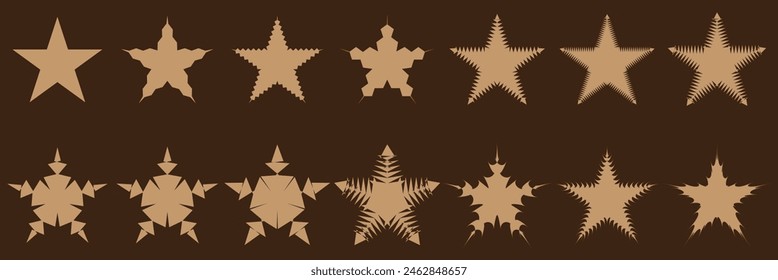 Retro futuristic sparkle icons collection. Set of star shapes. Abstract cool shine effect sign vector design. Templates for design, posters, projects, banners, logo, and business cards
