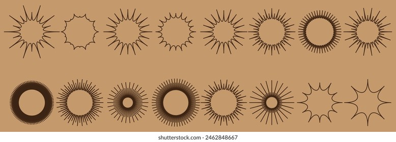 Retro futuristic sparkle icons collection. Set of star shapes. Abstract cool shine effect sign vector design. Templates for design, posters, projects, banners, logo, and business cards