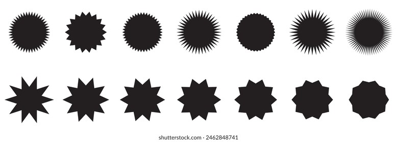 Retro futuristic sparkle icons collection. Set of star shapes. Abstract cool shine effect sign vector design. Templates for design, posters, projects, banners, logo, and business cards