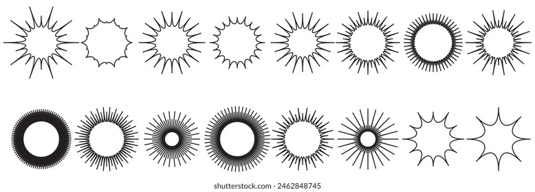 Retro futuristic sparkle icons collection. Set of star shapes. Abstract cool shine effect sign vector design. Templates for design, posters, projects, banners, logo, and business cards