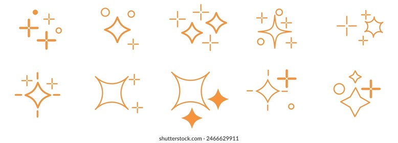 Retro futuristic sparkle icons collection. Set of star shapes. Abstract cool shine effect sign vector design. Templates for design, posters, projects, banners, logo,