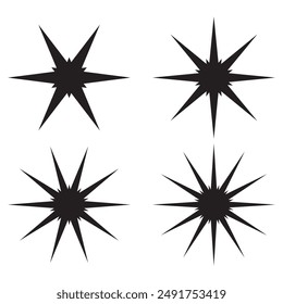 Retro futuristic sparkle icons collection. Set of starburst shapes.