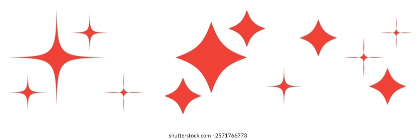 Retro futuristic sparkle icons collection. Set of star shapes. Abstract cool shine effect sign vector design. Templates for design, posters, projects, banners, logo, and business cards