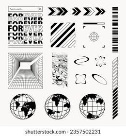 Retro futuristic Street wear elements for design