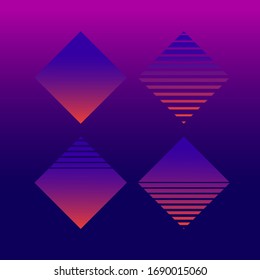 Retro futuristic template. Neon sunset in the style of 80s. Retrowave. Vector illustration
