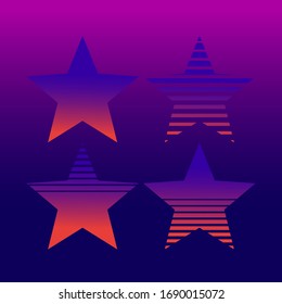 Retro futuristic template. Neon sunset in the style of 80s. Retrowave. Vector illustration