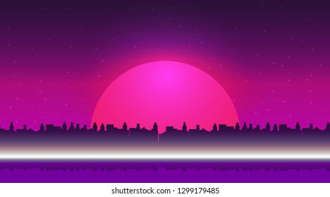Retro futuristic vector background