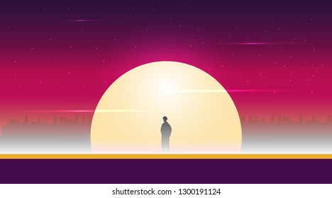 Retro futuristic vector background