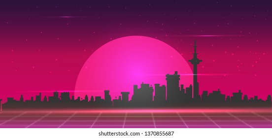 Retro futuristic vector background