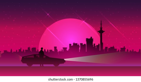 Retro futuristic vector background
