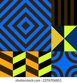 Retro futuristic vector pattern with geometric shapes. Simple form and a figure. Colorful Bauhaus background. Vintage graphics from 1980. 70s, 80s, 90s stile. Abstract design in the Scandinavian style