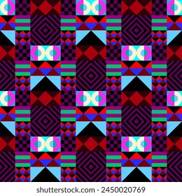 Retro futuristic vector pattern with geometric shapes. Simple form and a figure. Colorful Bauhaus background. Vintage graphics from 1980. 70s, 80s, 90s stile. Abstract design in the Scandinavian style