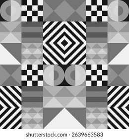 Retro futuristic vector pattern with geometric shapes. Simple form and a figure. Colorful Bauhaus background. Vintage graphics from 1980. 70s, 80s, 90s stile. Abstract design in the Scandinavian style