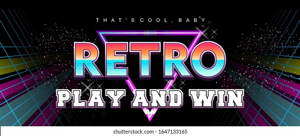 Retro futuristic virtual reality world, fictional landscape in 80s style, Sci-Fi Background vector illustration