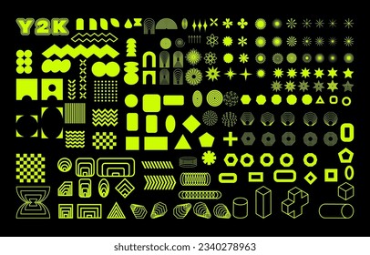 Retro futuristic y2k graphic elements vector