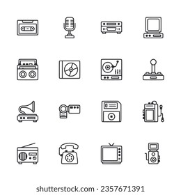 retro gadget icons set isolated on white background vector illustration