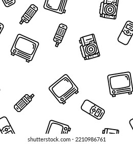 tecnología vintage retro gadget vintage vectorial sin inconvenientes ilustración de línea delgada