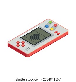 Retro gadgets isometric composition with isolated icon of gadget from 90s on blank background vector illustration