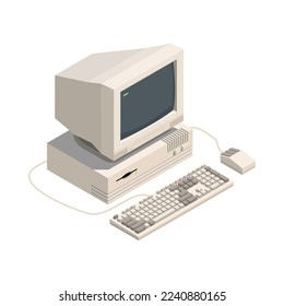 Retro gadgets isometric composition with isolated icon of gadget from 90s on blank background vector illustration