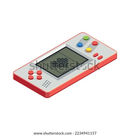 Retro gadgets isometric composition with isolated icon of gadget from 90s on blank background vector illustration