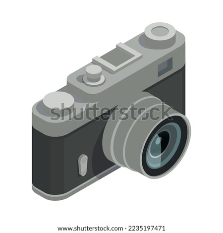 Retro gadgets isometric composition with isolated icon of gadget from 90s on blank background vector illustration