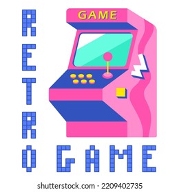 Retro Game Of The 90s, 80s. Arcade Slot Machine. 8 Bit Retro Wave. Nostalgia For Childhood