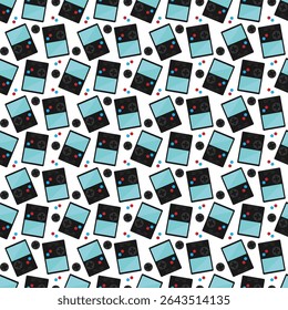 Retro game boy console joystick. Seamless gamepad pattern with gaming controller