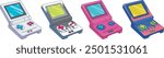 retro game console cartoon set suitable for stickers isolated print