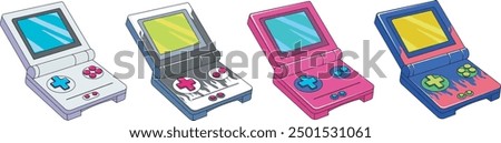 retro game console cartoon set suitable for stickers isolated print