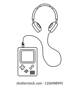retro game console and earphones